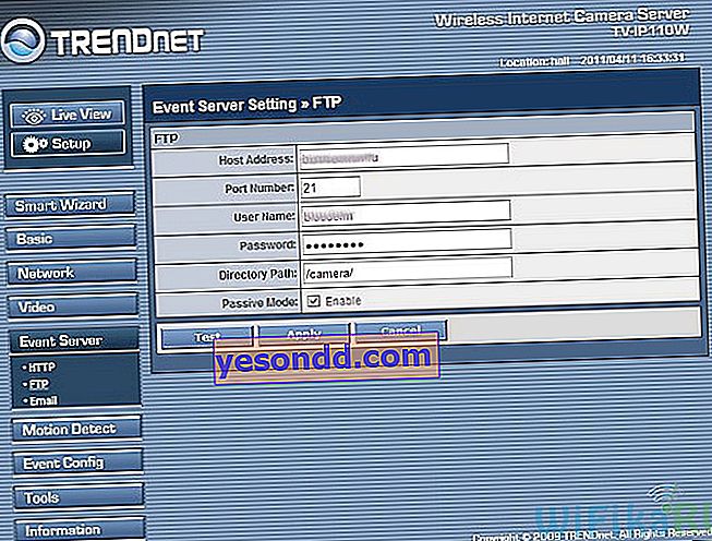 Enregistrement de la vidéo de la caméra IP sur le serveur FTP