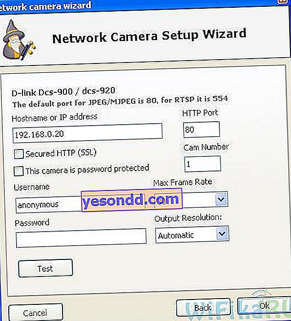 Configuration d'une caméra IP dans Webcam XP